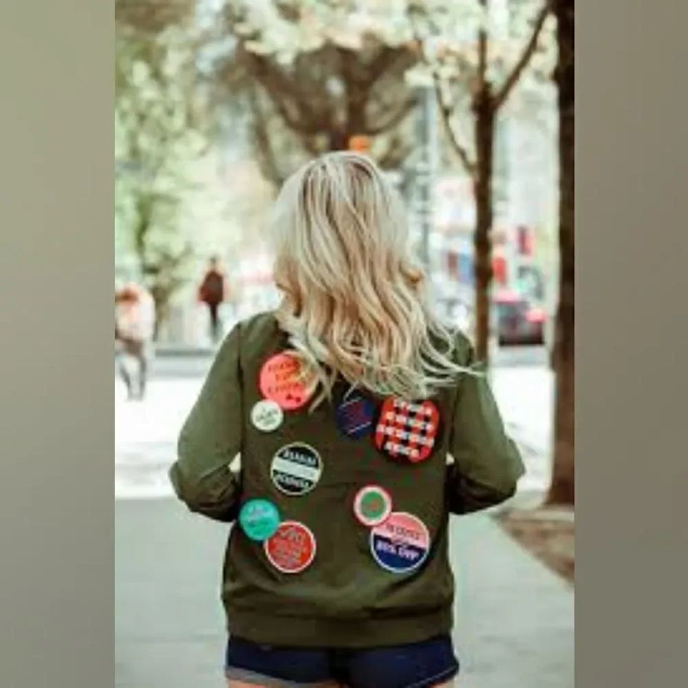 Wildfang Wild Feminist Collection Olive Bomber Jacket with Patches XS